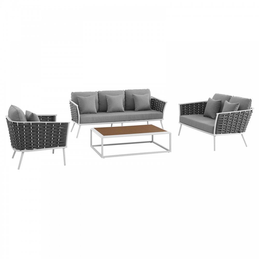 Stance 4 Piece Outdoor Patio Aluminum Sectional Sofa Set Stance 4 Piece Outdoor Patio Aluminum Sectional Sofa Set