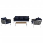 Stance 4 Piece Outdoor Patio Aluminum Sectional Sofa Set