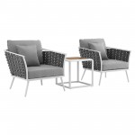 Stance 3 Piece Outdoor Patio Aluminum Sectional Sofa Set