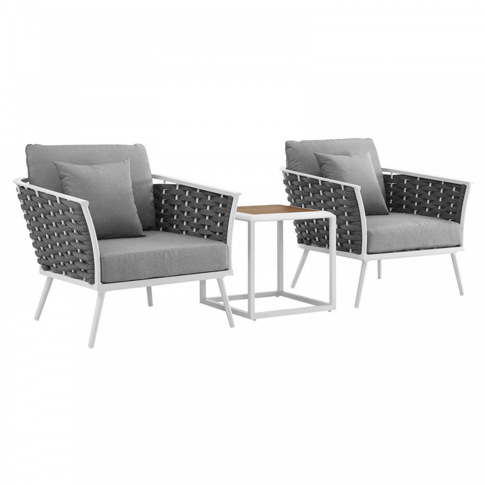 Stance 3 Piece Outdoor Patio Aluminum Sectional Sofa Set