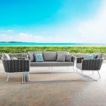 Stance 3 Piece Outdoor Patio Aluminum Sectional Sofa Set