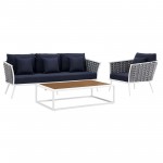 Stance 3 Piece Outdoor Patio Aluminum Sectional Sofa Set