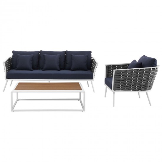 Stance 3 Piece Outdoor Patio Aluminum Sectional Sofa Set