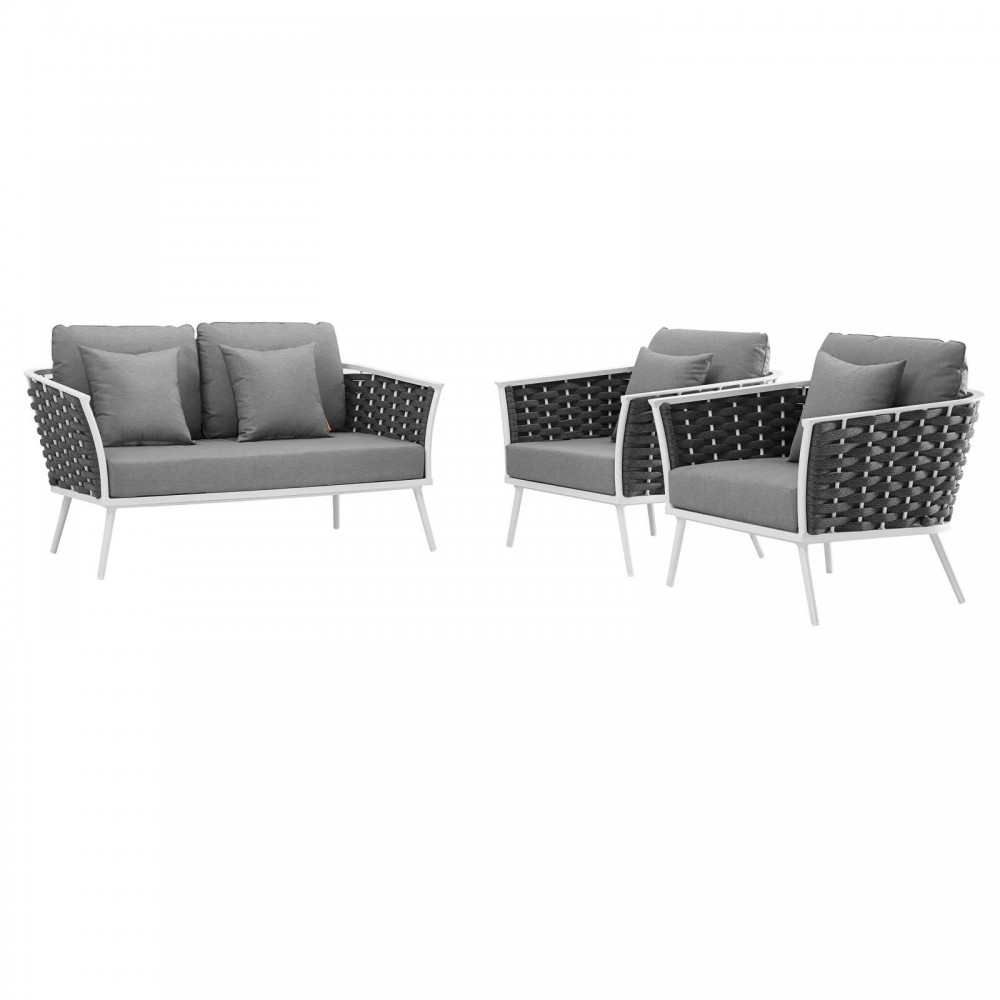 Stance 3 Piece Outdoor Patio Aluminum Sectional Sofa Set Stance 3 Piece Outdoor Patio Aluminum Sectional Sofa Set