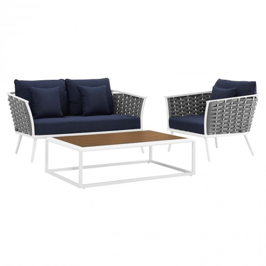 Stance 3 Piece Outdoor Patio Aluminum Sectional Sofa Set