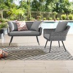 Endeavor 2 Piece Outdoor Patio Wicker Rattan Loveseat and Armchair Set