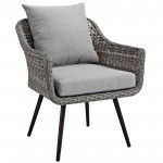 Endeavor 4 Piece Outdoor Patio Wicker Rattan Loveseat Armchair and Coffee Table Set