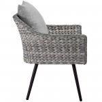 Endeavor 4 Piece Outdoor Patio Wicker Rattan Loveseat Armchair and Coffee Table Set