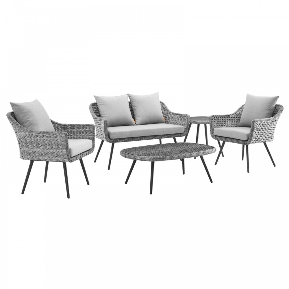 Endeavor 5 Piece Outdoor Patio Wicker Rattan Loveseat Armchair Coffee + Side Table Set Endeavor 5 Piece Outdoor Patio Wicker Rattan Loveseat Armchair Coffee + Side Table Set