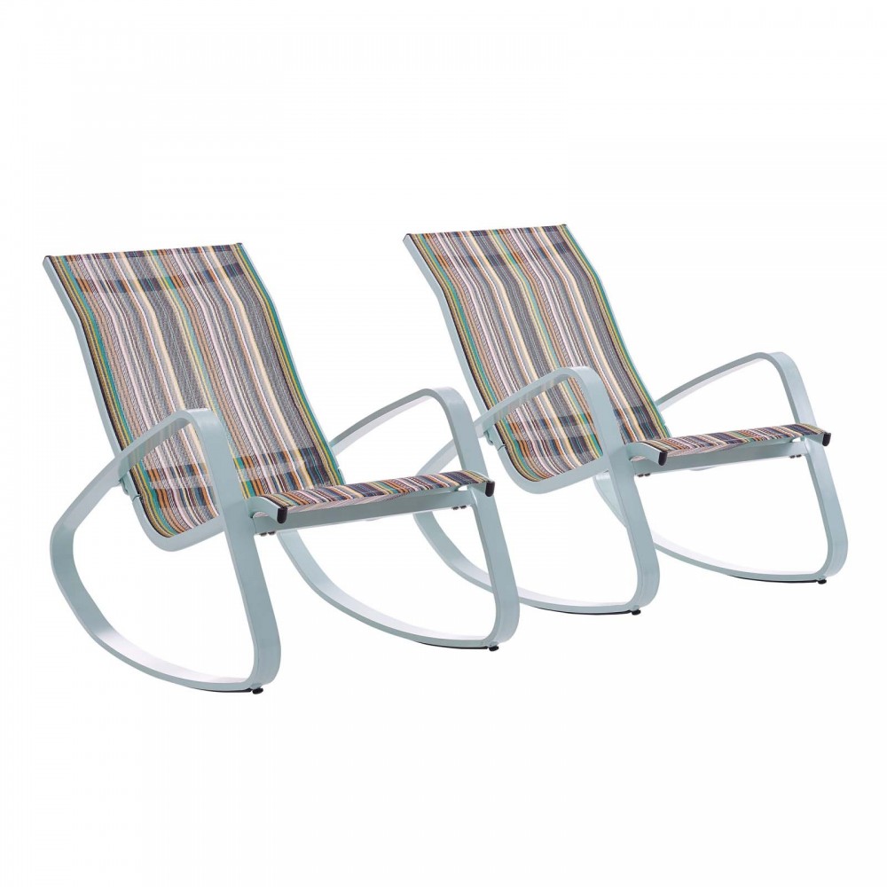 Traveler Rocking Lounge Chair Outdoor Patio Mesh Sling Set of 2