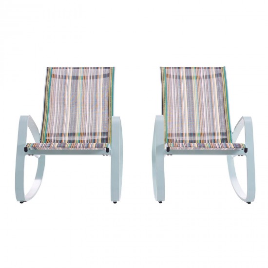 Traveler Rocking Lounge Chair Outdoor Patio Mesh Sling Set of 2