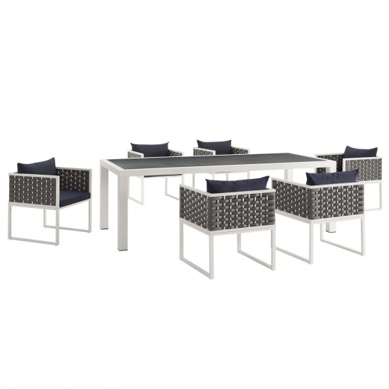 Stance 7 Piece Outdoor Patio Aluminum Dining Set