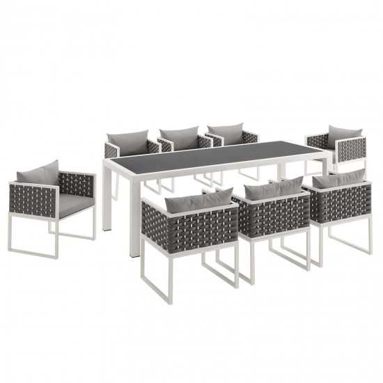 Stance 9 Piece Outdoor Patio Aluminum Dining Set