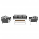 Stance 5 Piece Outdoor Patio Aluminum Sectional Sofa Set