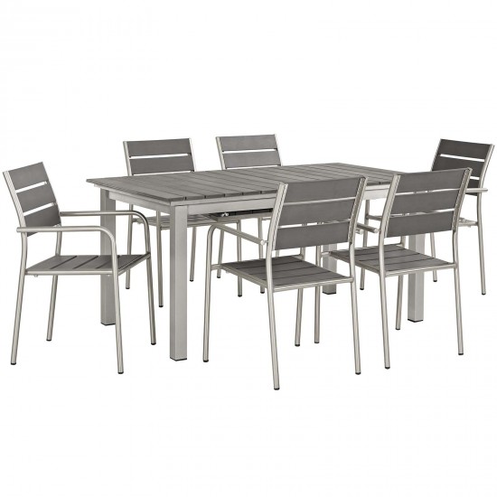 Shore 7 Piece Outdoor Patio Aluminum Dining Set