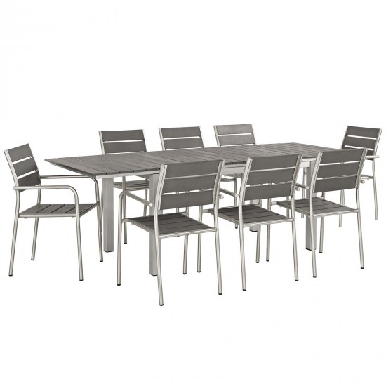 Shore 9 Piece Outdoor Patio Aluminum Dining Set