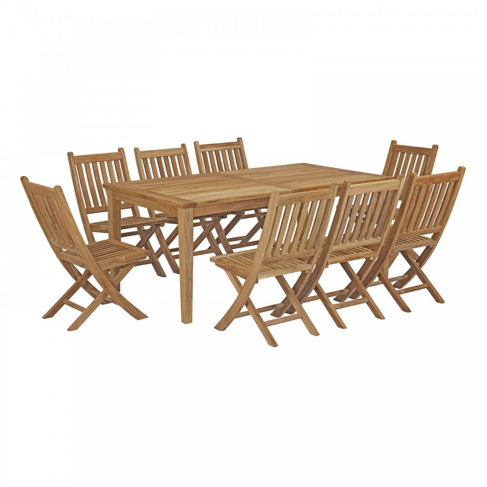 Marina 9 Piece Outdoor Patio Teak Dining Set