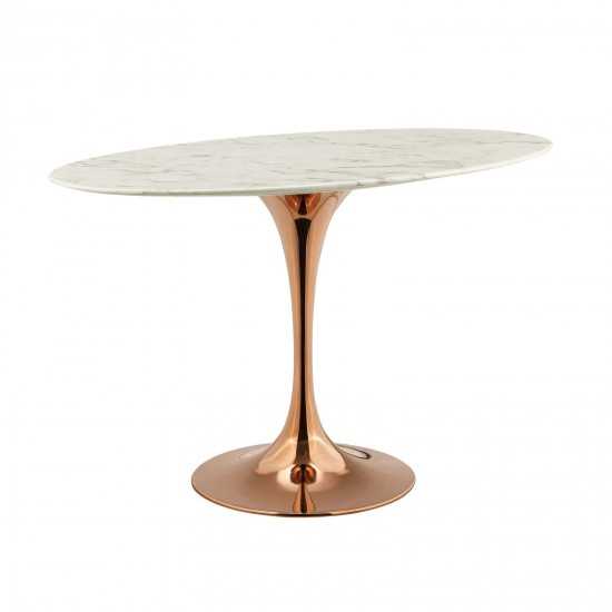 Lippa 48" Oval Artificial Marble Dining Table