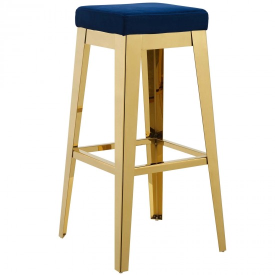 Arrive Gold Stainless Steel Performance Velvet Bar Stool