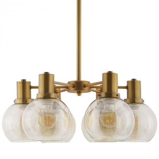 Resound Amber Glass And Brass Pendant Chandelier