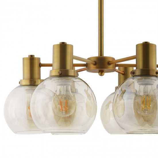 Resound Amber Glass And Brass Pendant Chandelier