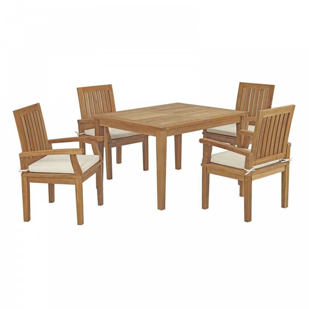 Marina 5 Piece Outdoor Patio Teak Dining Set