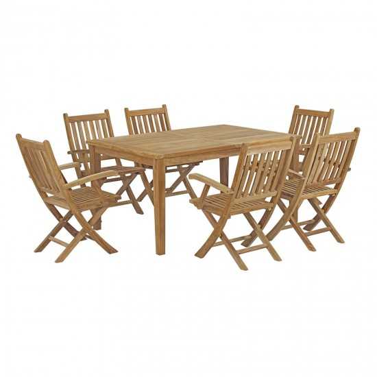 Marina 7 Piece Outdoor Patio Teak Dining Set