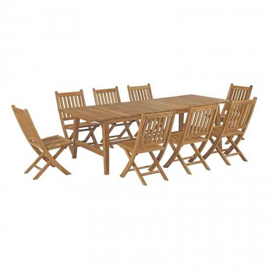 Marina 9 Piece Outdoor Patio Teak Dining Set