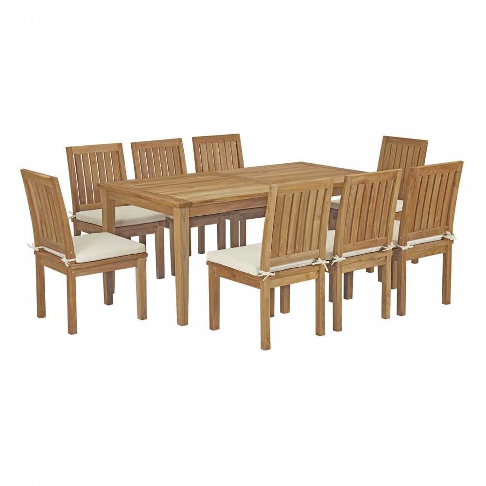 Marina 9 Piece Outdoor Patio Teak Dining Set