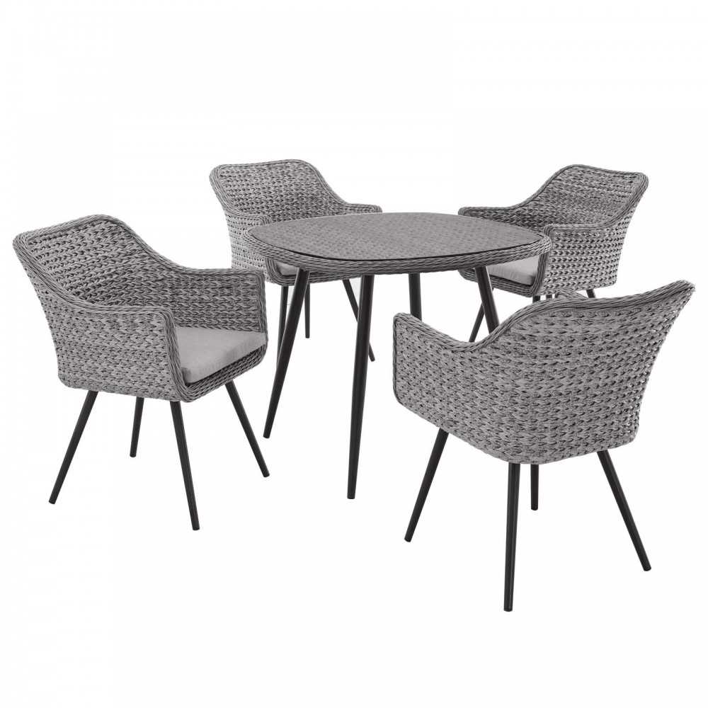 Endeavor 5 Piece Outdoor Patio Wicker Rattan Dining Set