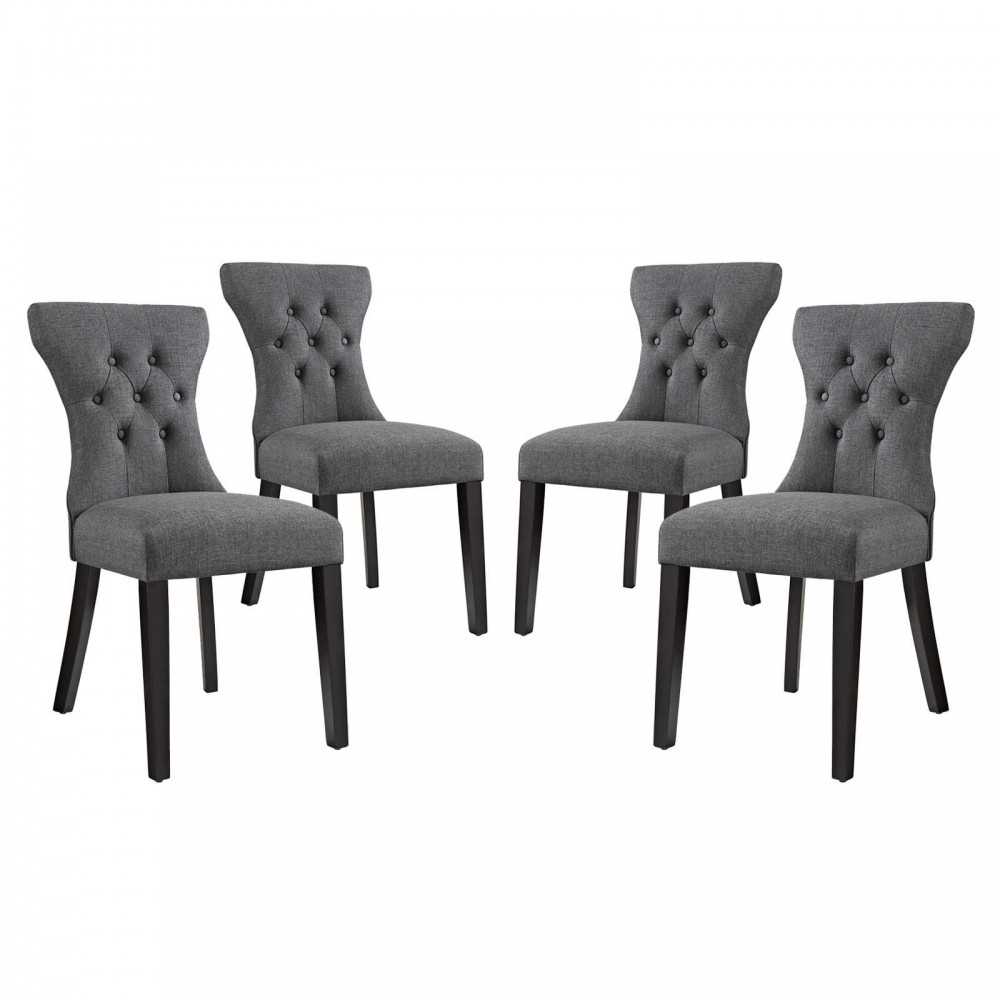 Silhouette Dining Side Chairs Upholstered Fabric Set of 4