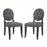 Button Dining Side Chair Upholstered Fabric Set of 2