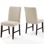 Motivate Channel Tufted Upholstered Fabric Dining Chair Set of 2