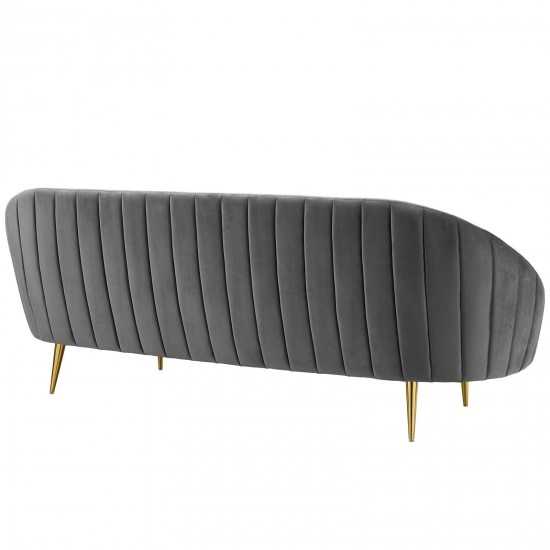 Sublime Vertical Curve Back Performance Velvet Sofa