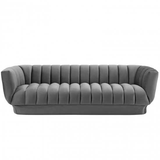 Entertain Vertical Channel Tufted Performance Velvet Sofa