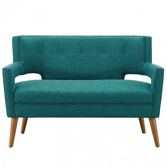 Sheer Upholstered Fabric Loveseat