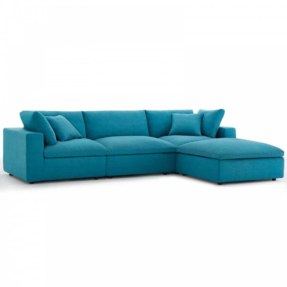 Commix Down Filled Overstuffed 4 Piece Sectional Sofa Set Commix Down Filled Overstuffed 4 Piece Sectional Sofa Set