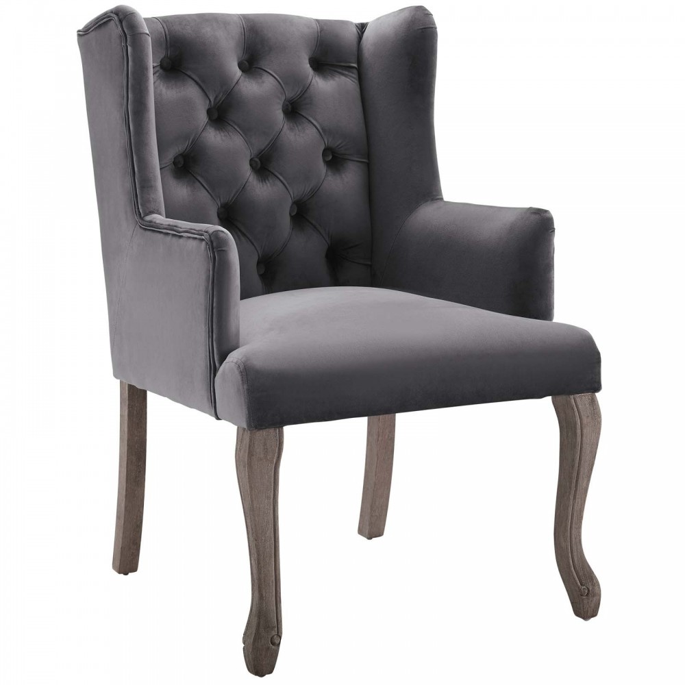 Realm French Vintage Dining Performance Velvet Armchair Realm French Vintage Dining Performance Velvet Armchair