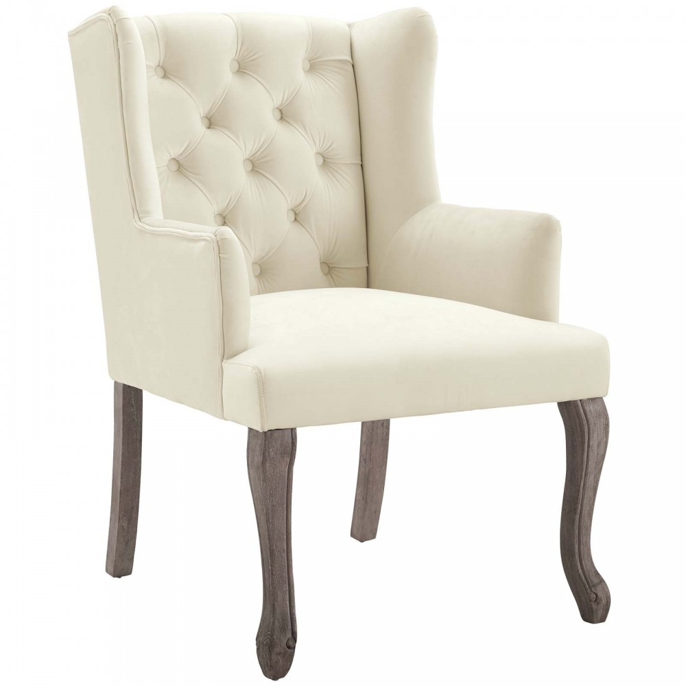 Realm French Vintage Dining Performance Velvet Armchair