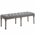 Province French Vintage Upholstered Fabric Bench