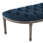 Esteem Vintage French Upholstered Fabric Semi-Circle Bench