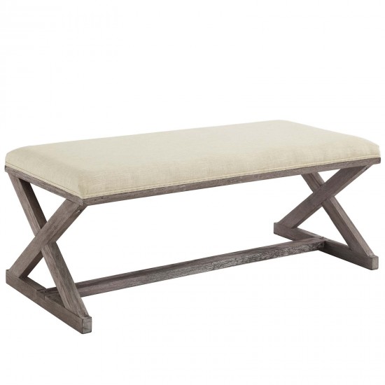 Province Vintage French X-Brace Upholstered Fabric Bench