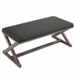 Province Vintage French X-Brace Upholstered Fabric Bench