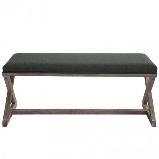 Province Vintage French X-Brace Upholstered Fabric Bench