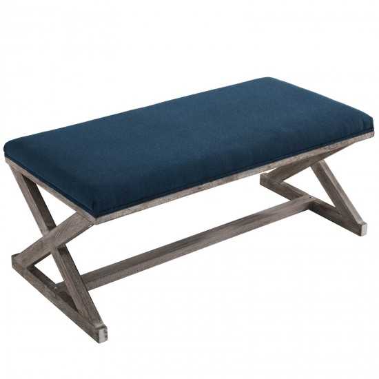 Province Vintage French X-Brace Upholstered Fabric Bench