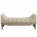 Roland Vintage French Upholstered Fabric Bench