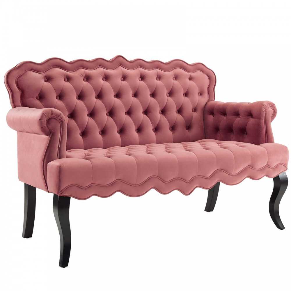 Viola Chesterfield Button Tufted Loveseat Performance Velvet Settee