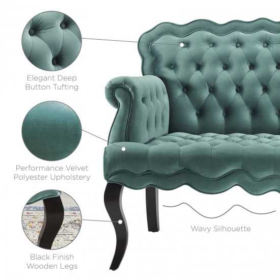 Viola Chesterfield Button Tufted Loveseat Performance Velvet Settee