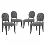 Button Dining Side Chair Upholstered Fabric Set of 4