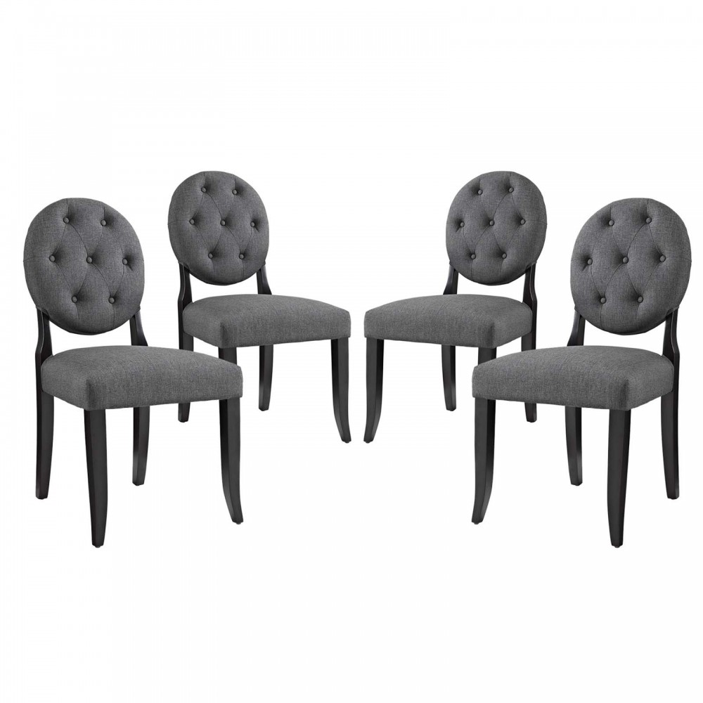 Button Dining Side Chair Upholstered Fabric Set of 4 Button Dining Side Chair Upholstered Fabric Set of 4